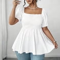 thumbnail image 2 of Women's Summer Peplum Tops Square Neck Ruffle Trim Short Sleeve Blouse Top Dressy Casual Shirts,XL, 2 of 4