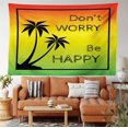 thumbnail image 3 of Rasta Tapestry, Dont Worry Be Happy Music Words of Iconic Singer Palms Ombre Colors, Fabric Wall Hanging Decor for Bedroom Living Room Dorm, 5 Sizes, Lime Green Yellow Black, by Ambesonne, 3 of 9