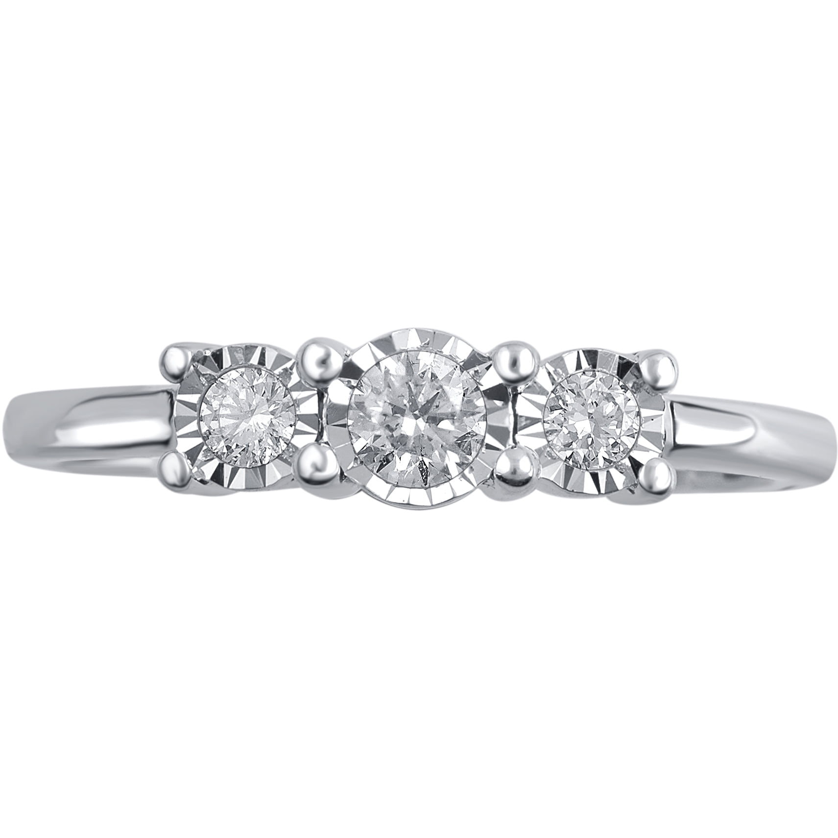 1/4 Carat T.W Diamond 3 Stone Sterling Silver Engagement Ring