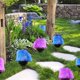 thumbnail image 3 of Un pedazo de plástico solar piedra jardín villa decoración césped impermeable lámpara de enchufe de piso al aire libre escena nocturna lámpara de simulación lámpara de piedra (púrpura), 3 of 5