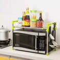 thumbnail image 1 of Microwave Oven Rack Microwave Oven Rack Adjustable Kitchen Counter Storage Organizer Countertop Stands for Kitchens Toaster Shelf with Hooks Save Space Durable Stainless Steel Oven Rack, 1 of 2