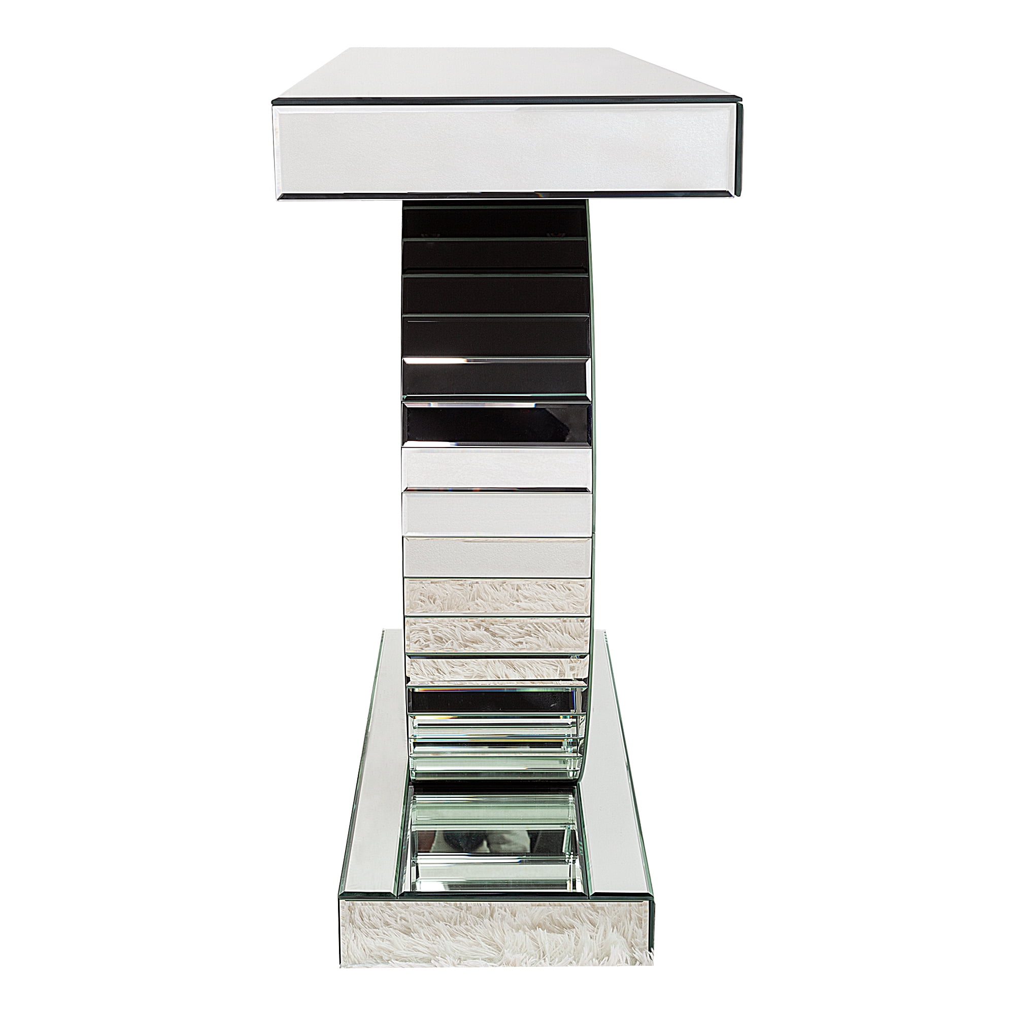 Entrance Table Silver Console Table Mirrored Accent Table with O-Base Rectangle Crystal Table for Living Room Hallway