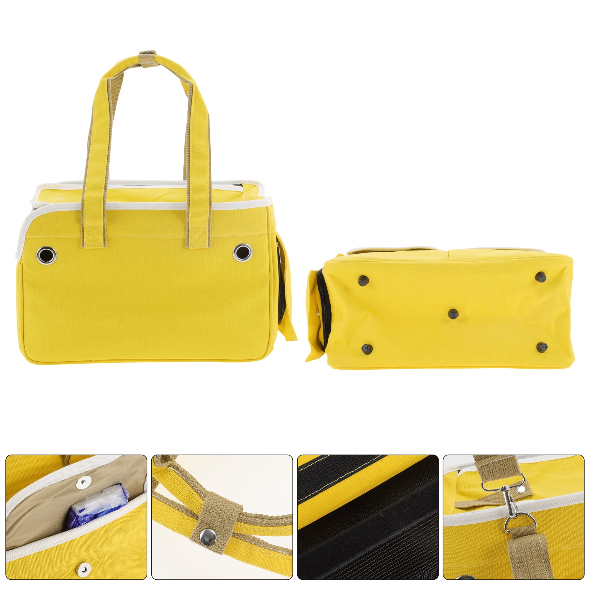 Unique Bargains Foldable Pet Carrier Bag with Removable Mat Yellow