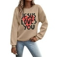 thumbnail image 1 of VBARHMQRT Chandail à Capuche Imprimé Léopard pour Femmes Manches Longues Décontractées T-Shirts Graphiques Col Rond Chandails à Enfiler pour Femmes, 1 of 4