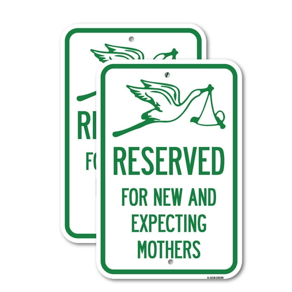 (2 Pack) Reserved for New and Expecting Mothers | 18" X 24" Heavy-Gauge Aluminum Sign | Rust Free Aluminum, Weather Resistant, Waterproof, Fade Resistant, 2 Pre-drilled Holes
