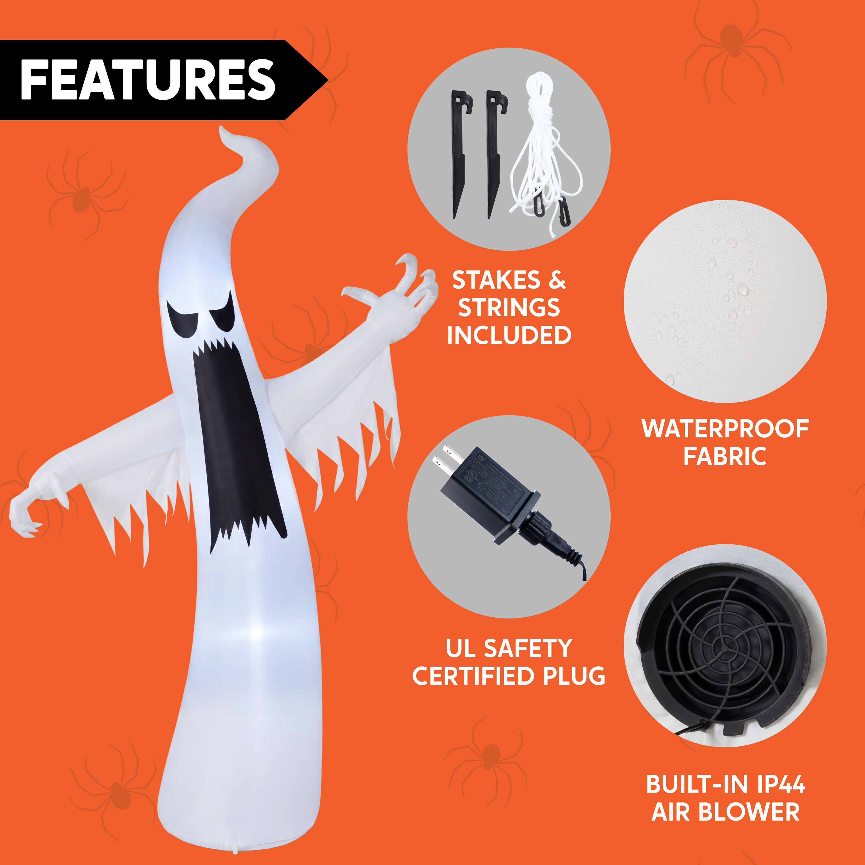 Joyfy 12ft Giant Halloween Inflatable Ghost with LEDs photo 4