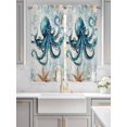 thumbnail image 3 of Teal Octopus Coastal Living Room Curtains 72 Inches length, Summer Beach Vintage Nautical Window Treatment Curtain Drapes, Light Filtering Drapes for Bedroom Laundry Room, 52"x72", 2 Panels, 3 of 7
