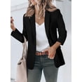 thumbnail image 2 of Blazer Cicy Bell para mujer, casual, con frente abierto, manga larga, color negro, 2 of 6