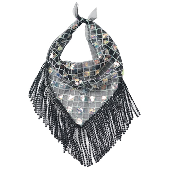 Yokua Rhinestones Tassels Bandana Scarf Turbans for Women Male Soft Headscarf