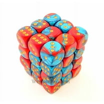 Red and Teal Gemini Dice with Gold Pips D6 12mm (1/2in) Pack of 36 Chessex