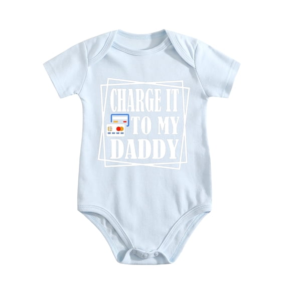 Cute Baby Twin Theme Bodysuit, Charge It To My Daddy Unisex Infant Romper (Single Piece) Baby Blue-style 9-12M