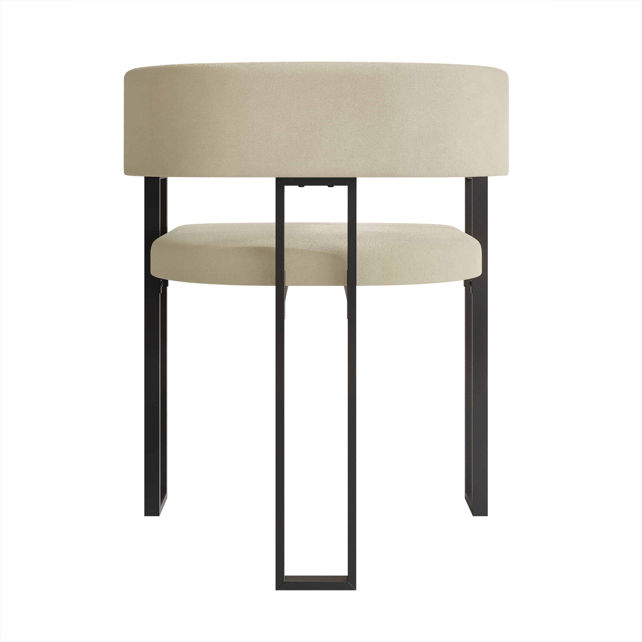Castle Place Minimalist Black Metal Dining Chair, Champagne Velvet