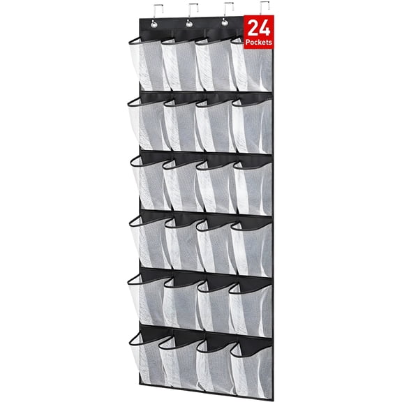 XIBUFE Over The Door Shoe Organizer 24 Mesh Pockets Hanging Shoe Rack hanging shoe organizer