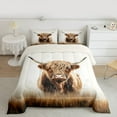 thumbnail image 2 of jejeloiu Highland Cow Cattle Queen Comforter Set,Rustic Farm Animal Bedding Sets,Brown White Bedding Comforter Set For Adult,Luxury Bedroom Decor Reversible,3-Piece, 2 of 8
