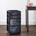 thumbnail image 2 of HOMZ Drawer Tower, 4-Tier Clear Plastic Rolling Storage Cart Organizer, Black/Smoke, 2 of 11