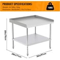 thumbnail image 2 of 36 In x28 In x30 In Stainless Steel Grill and Equipment Stand - NSF-Certified Heavy-Duty Prep Table with Adjustable Legs and 2 In Edge Baffle, 2 of 7