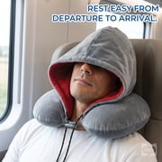 Sealy Gel Infused Memory Foam Travel Pillow, Gray and Red