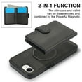 thumbnail image 2 of for iPhone 16e Case, Compatible with MagSafe, Detachable Magnetic Wallet Case with PU Leather Kickstand Card Slots Shockproof Protection 2 In 1 Function Case for iPhone 16e, Black, 2 of 6