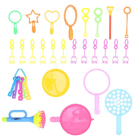 CIMAXIC 26 Pcs in 1 Set Cartoon Bubble Show Toy Plastic Bubble Blowing Bar Funny Bubble Making Toy Lovely Handheld Bubble Sticks Bubbling Toy with Trays for Outdoor Pool Beach Fun Playing