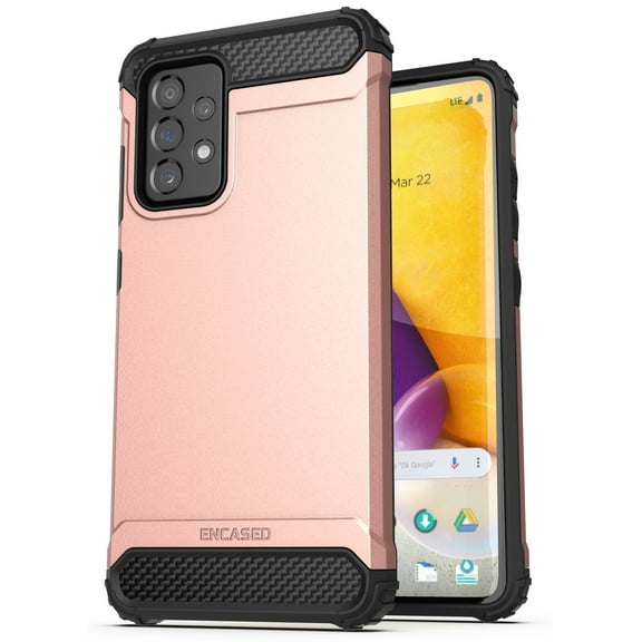 Encased Scorpio Armor for Samsung Galaxy A72 Case, Protective Rugged Phone Cover (4G/5G) Rose Gold
