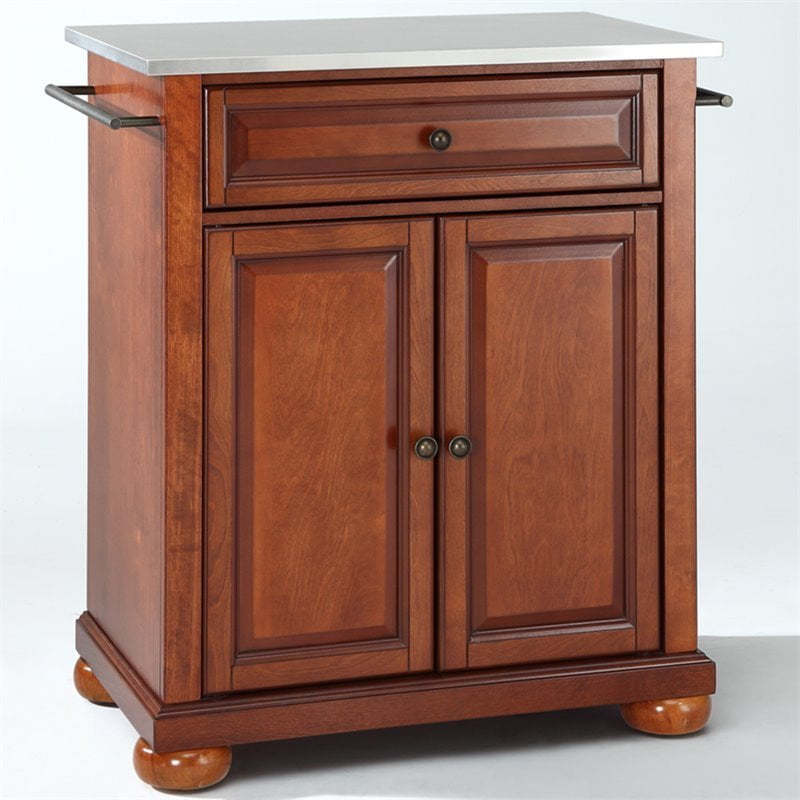 Bowery Hill Stainless Steel Top Kitchen Island In Cherry Com Bowery Hill Stainless Steel Top Kitchen, Belleze Kitchen Island Cart With Wood Top