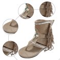 thumbnail image 4 of Sandales de Plage à Franges pour Femmes, Bottines Boho Plage Décontractées, Larges, Mi-Mollet, Compensées, 4 of 7