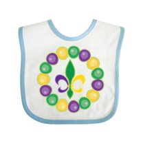 Inktastic Mardi Gras Beads and Fleur De Lis Boys or Girls Baby Bib
