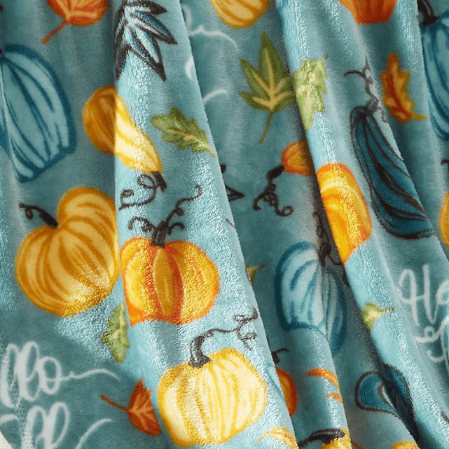 Way To Celebrate Hello Fall Throw Blanket Turquoise Standard Throw Walmart