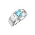 thumbnail image 4 of RYLOS Men's Rings Sterling Silver Classic 8X6MM Oval Gemstone &  Diamond Ring Blue Topaz December Birthstone Rings For Man Silver Rings Size 11, 4 of 8