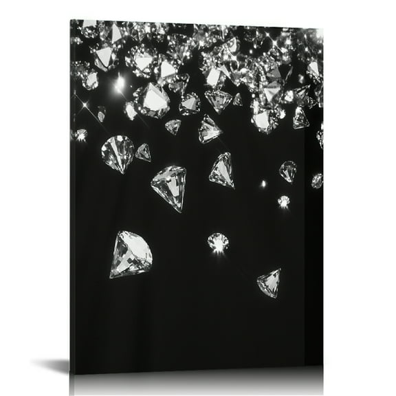 Patifu Diamonds Black White Hologram Canvas Prints Wall Art 12x16 in