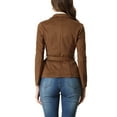 thumbnail image 3 of INSPIRE CHIC Faux Suede Casual Blazer for Women's Notched Lapel Collar Jackets with Belt, 3 of 5