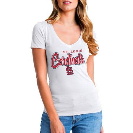 Louis University Baseball - MLB St. Louis Cardinals Women's Short Sleeve White Graphic Tee