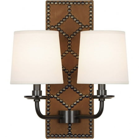 

Z1030-Robert Abbey Lighting-Williamsburg Lightfoot 2-Light Wall Sconce 13.5 Inches Wide and 16.5 Inches Tall-English Ochre Leather Finish-Deep Patina