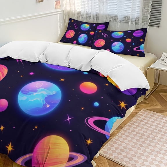 Galaxy Planets Glow Bedding Set Couple Bedclothes Pillowcase Customized Home Textiles Bed Set for Bedroom Decoration