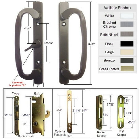Sliding Glass Patio Door Handle Kit with Mortise Lock and Keepers, A-Position, Centered Latch Lever, Bronze, (Best Sliding Glass Patio Doors Reviews)