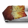 thumbnail image 3 of Orange Soft Flannel Fleece Throw Blanket, Illustration of Flying Phoenix Bird in the Burning Mythical Creature Print, Cozy Plush for Indoor and Outdoor Use, 50" x 70", Orange and Yellow, by Ambesonne, 3 of 6