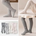 thumbnail image 7 of 2 Pack Baby Toddler Girl's Tights Cable Knit Mesh Leggings Little Girl Seamless Stockings Bows Cotton Pantyhose, S(6-12 Months), White + Light Gray, 7 of 7