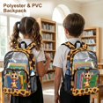 thumbnail image 4 of ZIATUBLES Clear Backpack Heavy Duty 17 Inch, Cartoon Giraffe Spot Print Fabric & PVC Transparent Bookbag With Front & Side Pockets, Sturdy See Through Backpack for School Security, 4 of 7