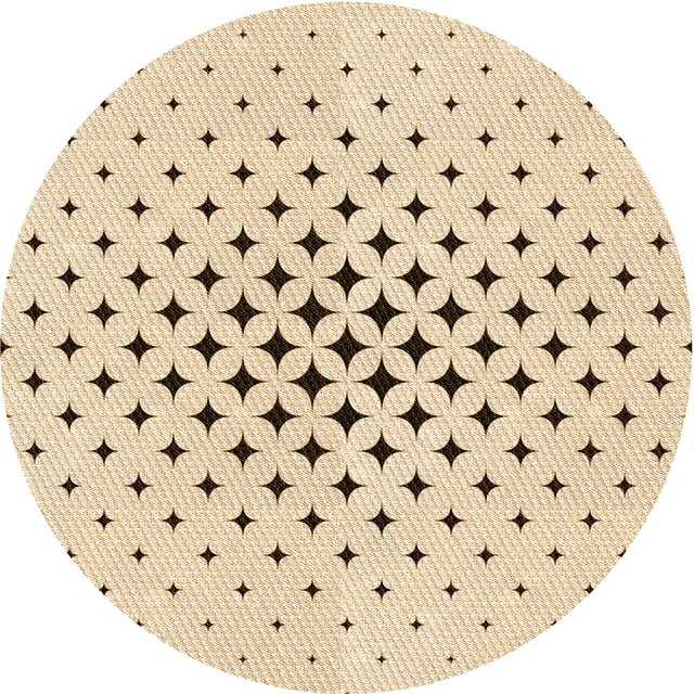 Ahgly Company Tapis Rond Lavable en Machine Intérieur Transitionnel Pérun Brun, 6 Pieds Rond