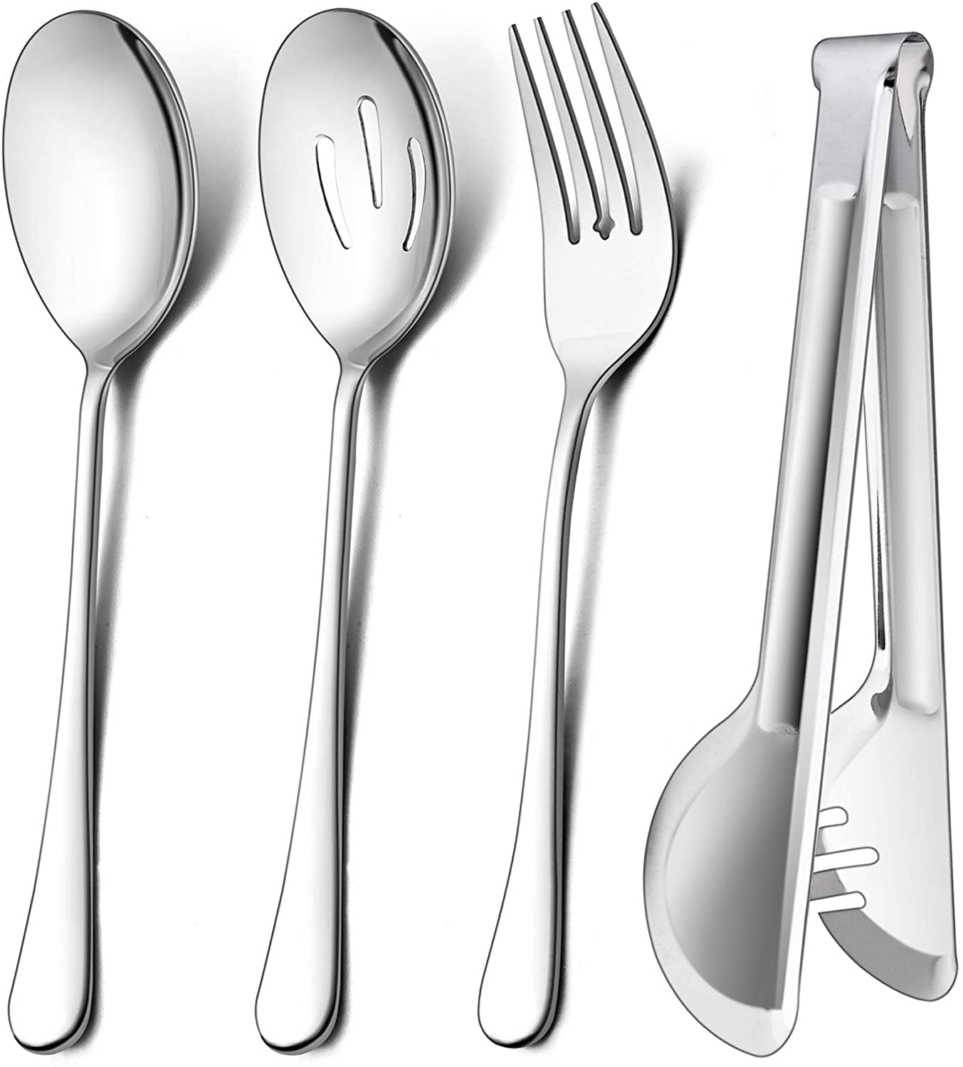 HTAIGUO 3 Large Serving Spoons, 3 Slotted Serving Spoons, 3 Serving