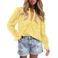thumbnail image 1 of Blusa de Mujer PRETTYGARDEN Cuello en V Manga Abullonada Amarilla XXL, 1 of 6