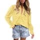 thumbnail image 1 of Blusa de Mujer PRETTYGARDEN Cuello en V Manga Abullonada Amarilla XXL, 1 of 6