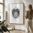 thumbnail image 3 of Floral lion (bw) - Illustration Animal Floral Black and White Wildlife Line Art Nature Unframed Wall Art Print 4 x 6 inches, 3 of 16