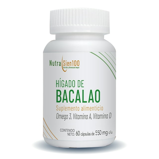 Aceite de Hígado de Bacalao en cápsulas Nutrasien100 Suplemento alimenticio 60 Cápsulas