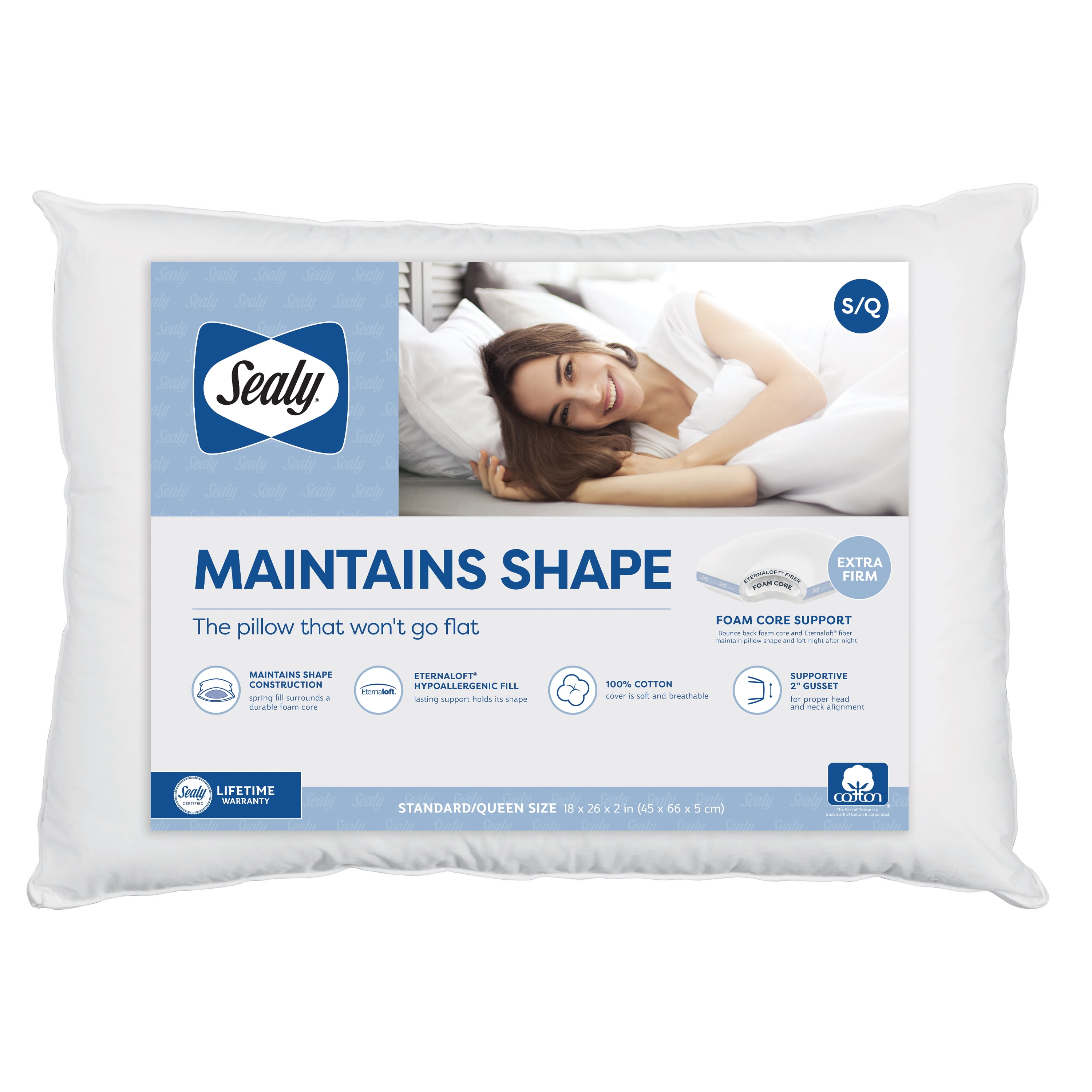 Sealy Extra Firm 300 Thread Count Side Sleeper Pillow King Size (Set of 2)  (As Is Item)