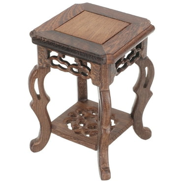 Hinespon Indoor Plant Stand 3.1" x 3.1" 4.9" Brown Wood Plant Stand