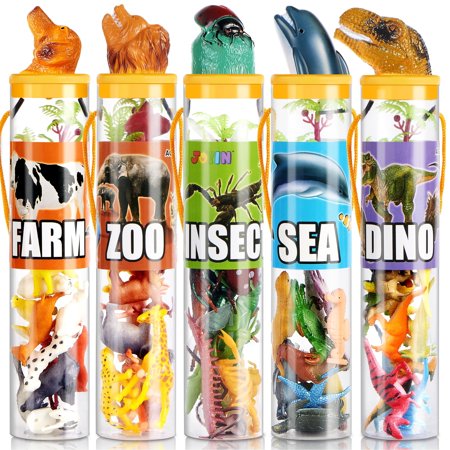 SYNCFUN 69Pcs Small Animal Figures, Assorted Mini Plastic Animal Toy, Tiny Little Animals for Sensory Bin, Birthday Party Favor for Kids Toddler Aged 3-8