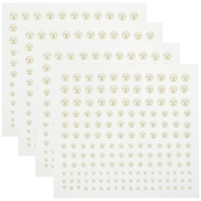 Shisuyan 4 Feuilles d'Autocollants Perles Auto-Adhésifs Perles Artisanales Fausses Perles Embellissement Décalcomanies de Maquillage
