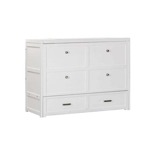 Rustic Classics Stow Full Size Murphy Bed Cabinet with Gel Memory Foam Mattress (White)