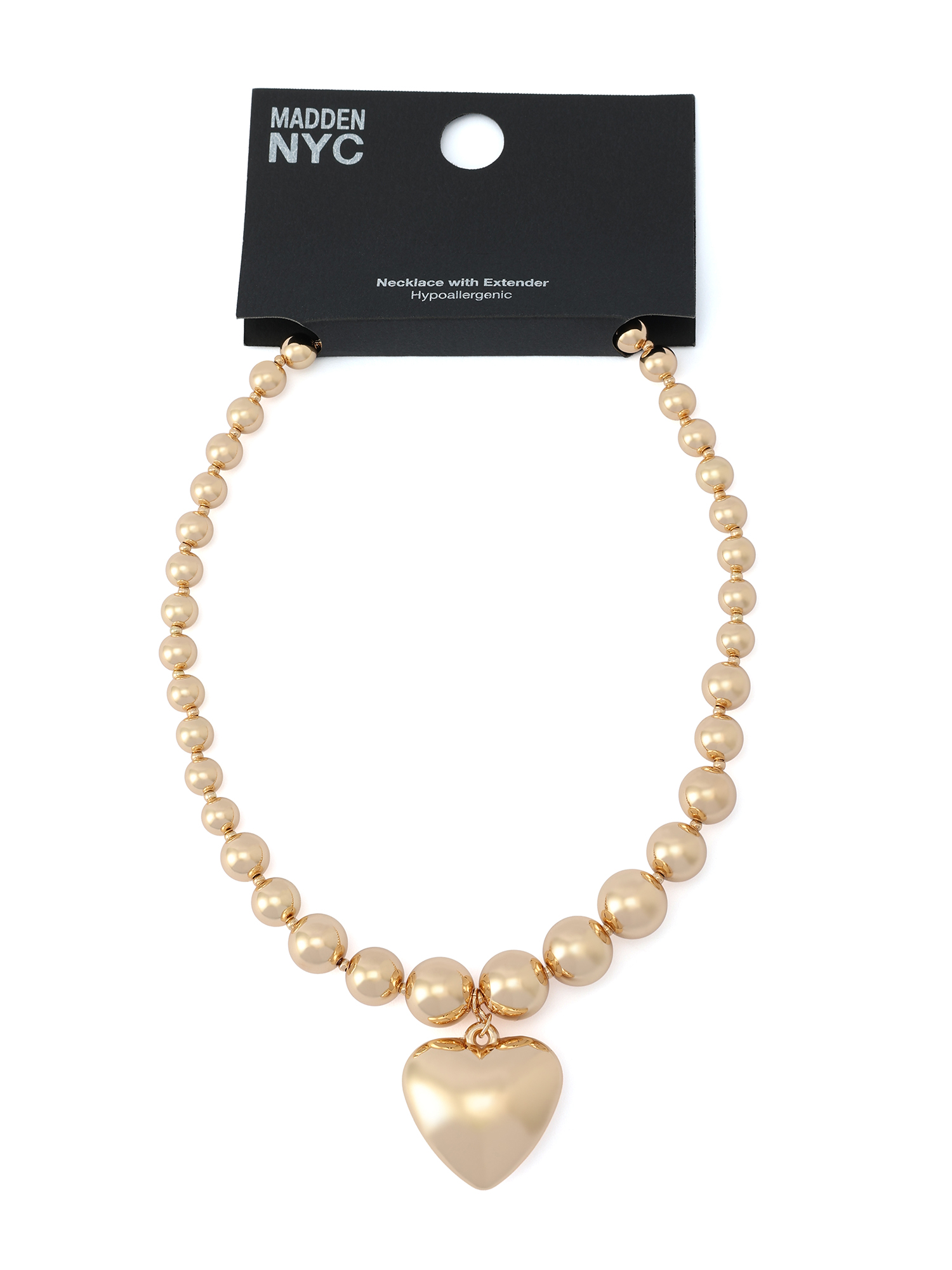 Madden NYC Women's Fashion Gold-Tone Puffy Heart Pendant Necklace